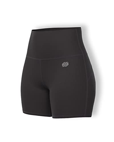 Image of Sfytt Women's 6 inch High Waist Biker Shorts - Workout Yoga Running Gym Compression Spandex Booty Shorts - Polyester Exercise