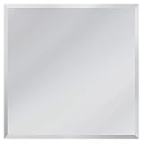 Red Co. Modern Minimalist Square Wall Mirror, Frameless with Beveled Edge, Large, 14x14 Inches
