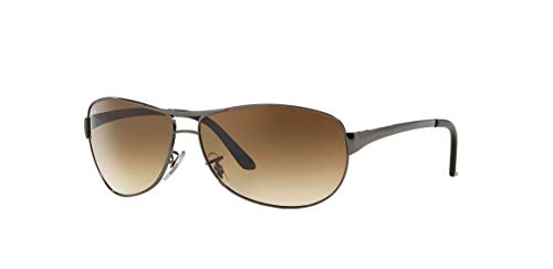 Ray-Ban RB3342 Warrior Aviator Sunglasses, Gunmetal/Brown Gradient, 63 mm