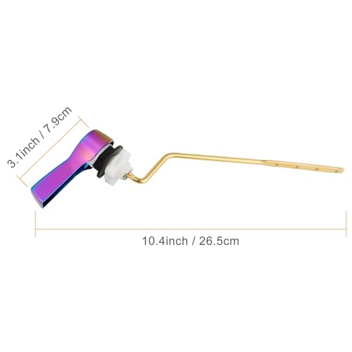 Image of Hibbent Universal Metal Side Mount Toilet Handle Replacement Kit, Rainbow | Solid Brass Toilet Flush Tank Lever with Stainless Steel Adjustable Flapper Chains, Side Tank Toilet Handle for Most Toilets