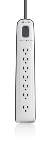Belkin 7-Outlet AV Power Strip Surge Protector with 8-Foot Power Cord, 2000 Joules (BSV701-08-WM)