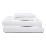 Eastern King Sheets (76 x 80) - White Solid, 4 Piece Camper Sheet Set, 100% Egyption Cotton, 8 Inch Deep Pocket Fitted Sheet with Elastic All Around, Soft & Luxurious, Hotel Quality Sheets