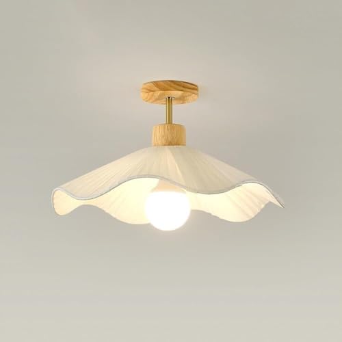 Plafon de techo con pantalla plisada blanca para iluminar salones acogedores