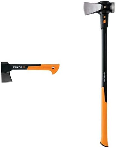 Fiskars 378501-1002 X7 Hatchet, 14 Inch, Black/Orange IsoCore Maul, 36-Inch (751110-1003)