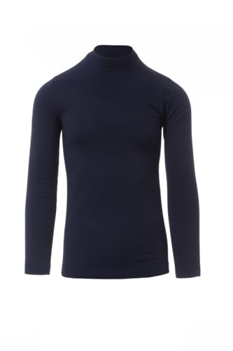 Payper TPLAYER Maglia Tecnica Manica Lunga da Uomo Collo a Lupetto Tessuto Traspirante Elasticizzato Slim Fit (IT, Testo, 4XL, 5XL, Regular, Regular, Standard, Blu Navy)