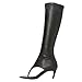 Maiyang Women Open Toe Thong Sandal Boots Kitten Low Heel Knee High Boots Stylish Side Zipper Party Casual Shoes Size 9 Black