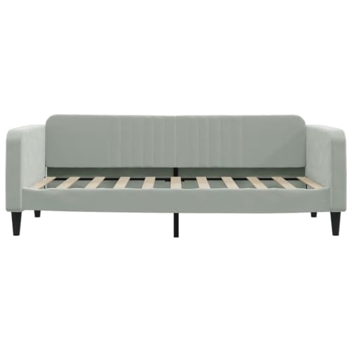 Sofá cama de terciopelo gris claro y somier de 90x190 cm con acabado textil sofisticado 5