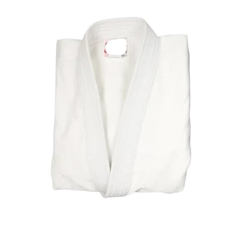 ANQKYO Trajes De Judo Uniforme Profesional de Artes Marciales Judo Gi con cinturón Blanco, Kimono Blanqueado de Tejido único, Perfecto for competición o Entrenamiento(White,XXXS-110CM)