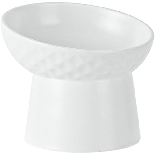 INUGOYA 猫用フードボウル 猫 食器 えさ 皿 陶器製 15度傾斜 首腰負担軽減 吐き戻し防止 餌入れ 水飲み用 犬猫兼用 洗いやすい 電子レンジ・食器洗浄機対応 脚付 頸椎保護 食べやすくかわいい 食事ストレス軽減