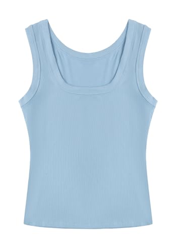 Image of SVALIY Summer Womens Tank Tops 2026 Square Neck Fitted Sleeveless Shirts for Women Ribbed Basic Top
