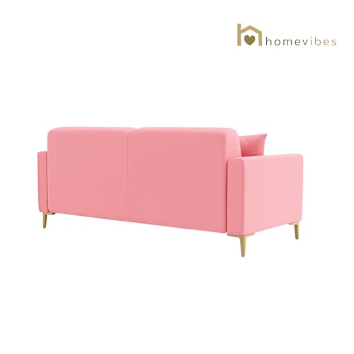 Image of 2 Seater Velum Fabric Sofa Set for Living Room, Modern Design with High Density Foam, Solid Wood Frame, Ergonomic Comfortable Seating for Home & Office (Baby Pink, 2 Seater) | Soft foam comfort, Strong wood frame