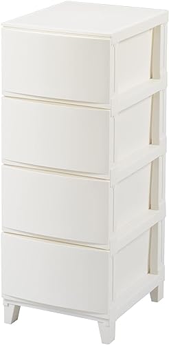 サンカ ルームス 収納 チェスト ホワイト 白 スリム 4段 (幅34×奥行42×高さ87.5cm) スルっと引き出せて スキッと締まる引き出し キズ付きにくいマット加工パネル 簡単組み立て おしゃれ 収納ケース 収納ボックス 日本製 衣装ケース タンス