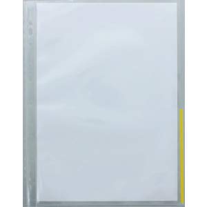 Foldersys Prospekthüllen A4 PP Euro-Lochung mit Indexstreifen VE=100 Stück transparent/gelb