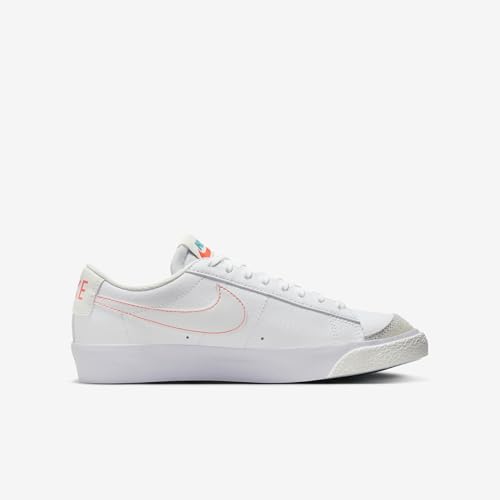 Nike Blazer Low '77 Big Kids' Shoes (DA4074-122, White/Aquamarine) Size 73