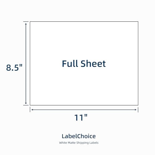 Image of Full Sheet Shipping Labels 8.5 x 11 for Laser & Inkjet Printers, 500 Sheets 500 Labels Self Adhesive Full Page Labels 8.5 x 11 White, Whole Page Label Stickers, Mailing Label Sheets