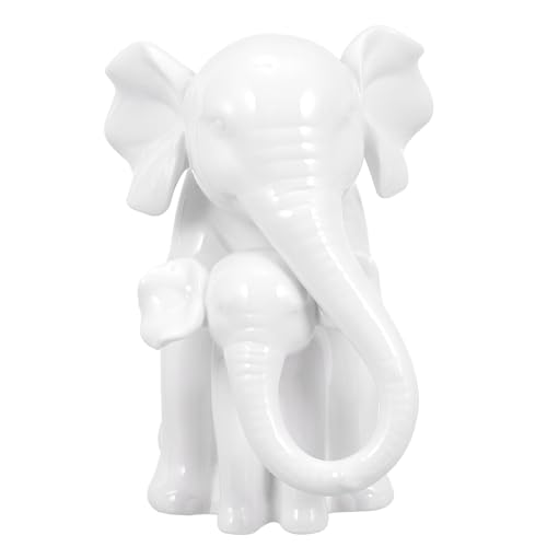 Éléphant décoratif céramique blanche figurine réaliste bureau SOLUSTRE