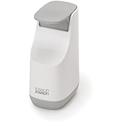 Dispensador Joseph Joseph Joseph Joseph Slim compacto – Dispensador de jabón, plástico, blanco y gris, 9.1 x 6.2 x 14.1 cm