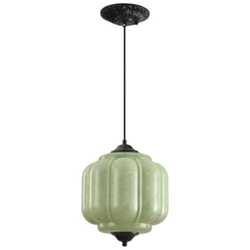 Pandaluna Green Glass Light Fixture 9in Medium Pendant Light Bulb Included