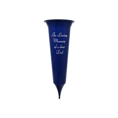 Andrew Plastics Grave Vase Spike In Loving Memory - DAD - Red or Blue - Flower Graveside Vase (Royal Blue), 32cm, SPI403 Cover