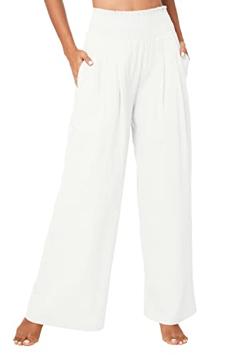 Urban CoCo Women's Elastic High Waist Light Weight Loose Casual Wide Leg Trousers Long Pants with Pocket2