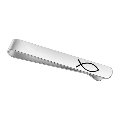 Yierda Personalized Silver Tie Clips for Men Unique Fish Tie Clip Suitable for Regular Ties Classic Business Wedding Brass Tie Bar Jewelry with Box
