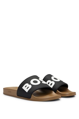 BOSS Mens Kirk Slid Rubber slides with raised logo detail Size2