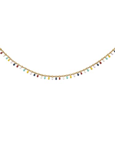 SINGULARU - Collar Swing Dots Colors Enamel. Acero con Baño en Oro de 18 Kt y Enamel. Joyas Para Mujer.
