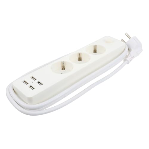 HEALSOPTHY Regleta Enchufe Múltiple USB con AC Cargador Hogar Multifunción Protección Alta Temperatura Compatible Blanco