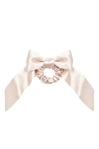 invisibobble Sprunchie Slim Ballerina Bow Pink Hair Scrunchie with Bow - Slim Spiral Hair Ring Meets Hair Scrunchie, No Kinking, Strong Hold, Stylish Bracelet, Suitable for All Hair Types