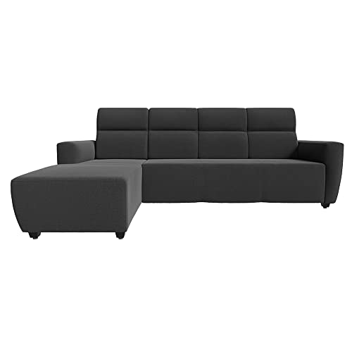 Image of Wakefit Sofa Set | 3 Year Warranty | Sofa 3 Seater, 3 Seater Sofa for Living Room, Wooden Sofa Set, 3 Seater + Left Aligned, Sofa for Living Room - Belize(Reflection : Charcoal Grey)