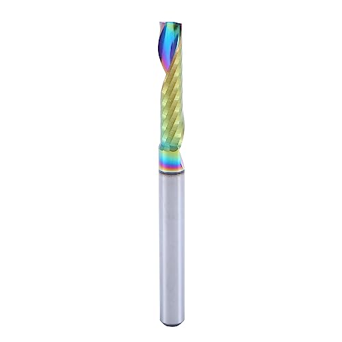 Image of Single-Flute End Mill, 1 /8'' Single Flute Nano End Mill Bits with DLC (Ta-C) Coating, CNC Drill Bits Cutter for Aluminum, Steel, Titanium, Wood