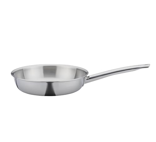 Spring Bratpfanne XL BRIGADE PREMIUM Ø 24 cm | Edelstahl Pfanne | Bratfläche poliert | 3-facher Aluminiumkern | Für alle Herdarten inkl. Induktion | Backofengeeignet | Schüttrand | Höhe 6,0 cm