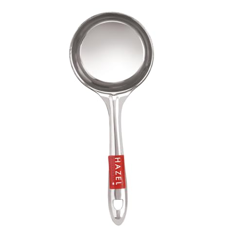 HAZEL Stainless Steel Round Ladle Spoon | Kadchi for Cooking & Serving Dal Ladle for Kitchen | Heavy Duty Stainless Steel Spoodle 8 cm Dia