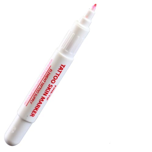 Tattoo Skin Marker Fine Tip – Skin Safe Stencil Marker for Tattoo & Piercing, Long Lasting Precision Lines, 5 Pack (Red) - Thumbnail 3