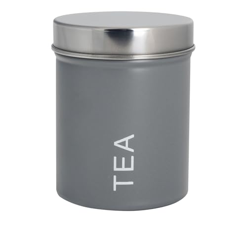 Harbour Housewares Round Metal Tea Storage Canister - Grey -