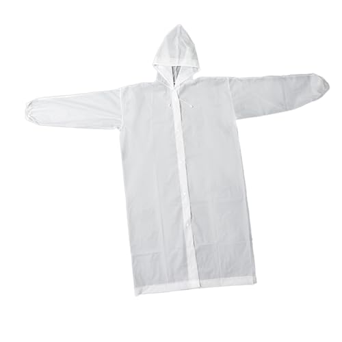 Jeffergarden Poncho de Lluvia con Capucha para Adultos Chubasquero de EVA Impermeable Diseño Unisex Ligero y Compacto para Senderismo Camping Ciclismo con Material de PVC Reutilizable (WHITE)