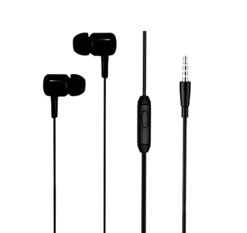 Ditto hub DH-1037 Extra Bass Wired in-Ear Headphones with Mic, 3.5mm Jack, Tangle-Free Cable, Lightweight Design (Black)