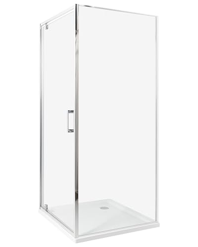 Cabina de ducha cuadrada de vidrio templado una puerta plateado 80 x 80 x 185 cm Darli