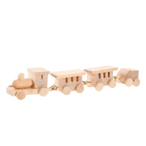 ORFOFE Mini Treno Giocattolo in Legno per Casa delle Bambole, Decorazione da Scrivania Bordi Arrotondati, Ornamento Resistente e Vivace e Arredamento Cameretta