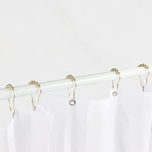 Ansxiy Shower Curtain Hooks Rings, Rustproof Metal Shower Curtain Rings for Bathroom Shower Rods Curtains - Set of 12, Golden