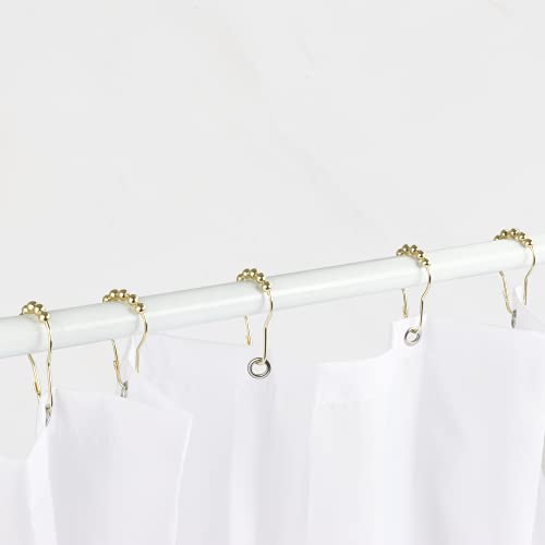 Ansxiy Shower Curtain Hooks Rings, Rustproof Metal Shower Curtain Rings for Bathroom Shower Rods Curtains - Set of 12, Golden