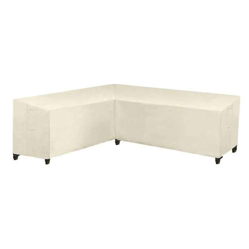 XHDZSW Funda Sofa Impermeable Exterior Forma L, Funda Protectoras Muebles Jardin, Cubierta Seccional para Muebles Cubierta, Funda para Muebles De Jardin Sofá Esquinero (222x286x82cm,Beige)
