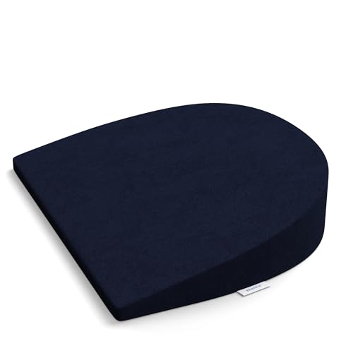 Image of Cherilo C Shaped Elevated Wedge Pillow for Baby Crib & Mattress, Helps to Elevate Baby for Acid Reflux, Colic, GERD, Heat Burn & Vomiting | 15 inch x 12 inch x 3 inch | - with Removable Velvet Cover - Navy Blue