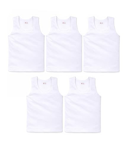 Image of Baby Boys Relaxed Fit White Cotton Vest | Lightweight, Breathable | Ganji | Banian | Baniyan | Kids Sando for Infant Newborn Toddler