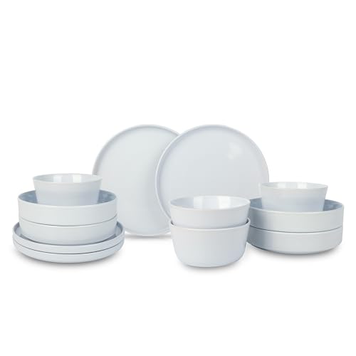 Image of Stone Lain Celina Stoneware 12-Piece Dinnerware Set, Dinner and Pasta Bowls, White