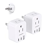 US to Japan Plug Adapter, Japan Power Adapter with 2 Outlets 3 USB Ports(2 USB C), Travel Plug Adapter for Amercian USA to Japanese China Canada Mexico Philippines Peru, 2 Pack