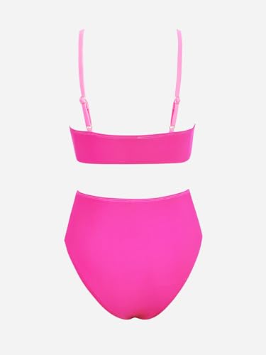 Image of CUPSHE Women's Bikini Sets Two Piece Swimsuit High Waisted V Neck Twist Front Adjustable Spaghetti Straps Bathing Suit