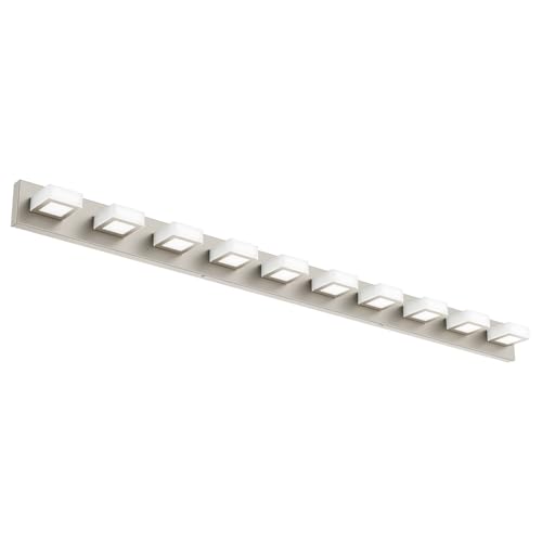 Image of Ralbay 10-Light Brushed Nickel Bathroom Vanity Light Metal Acrylic Modern LED Bathroom Lighting Over Mirror