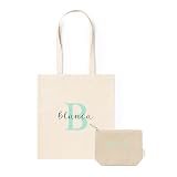 Pack Tote bag tela personalizable y NECESER personalizado - Bolsa de algodón 180 gr/m Personalizable con nombre y iniciales, Bolsa multiusos,Bolsa de viaje-Regalo Personalizado Diseño en vinilo Textil