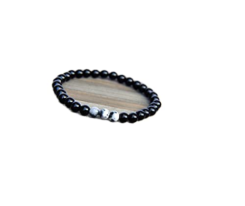 Bracelet agate et onyx noir 4mm LKBEADS gourmette élastique 18cm pour homme et femme